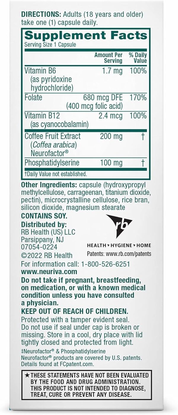 NEURIVA Plus Brain Supplement for Memory and Focus Clinically Tested Nootropics for Concentration for Mental Clarity, Cognitive Enhancement Vitamins B6, B12, Phosphatidylserine 30 Capsules - Image 15