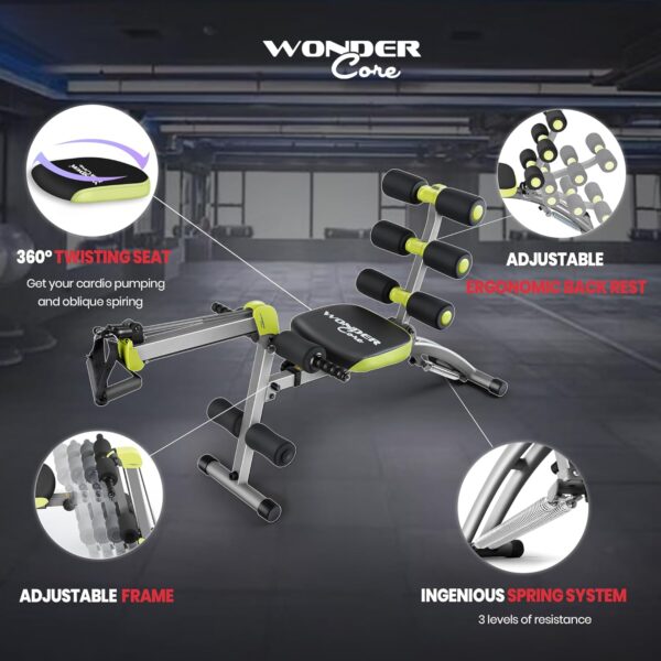 WONDER CORE 2 Total Gym Machine, Ab Workout Equipment, Adjustable Ab Machine for Stomach Workout, Sit Up Exercise Equipment for Home Workouts, Abdominal Trainer, Ab Lounger Exercise Chair - Image 5