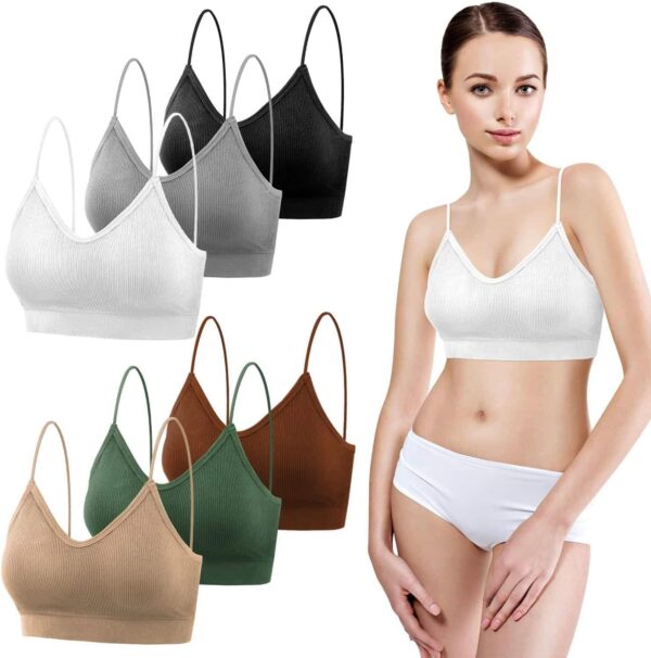 selizo Padded Bralettes for Women, 6 Pcs Sports Bras for Women Pack, V Neck Cami Bando Bra for Women Girls - Image 7