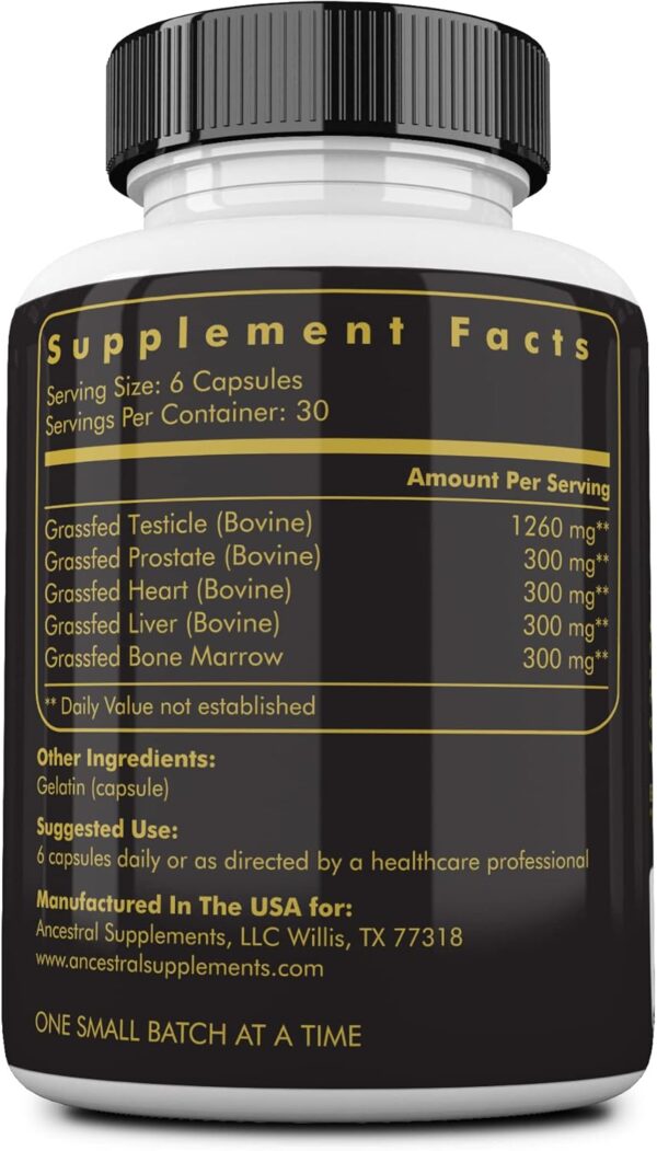 Ancestral Supplements Mofo, Supplements for Men, Support for Test and Energy Levels and Overall Men's Health and Wellness, Non-GMO Grass Fed Beef Organ Supplement with Liver, No Fillers, 180 Capsules - Image 2