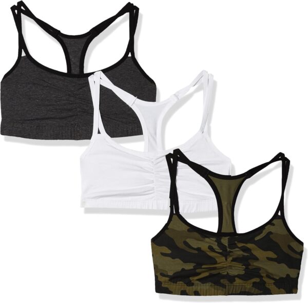 Fruit of the Loom Women's Spaghetti Strap Cotton Pull Over 3 Pack Sports Bra