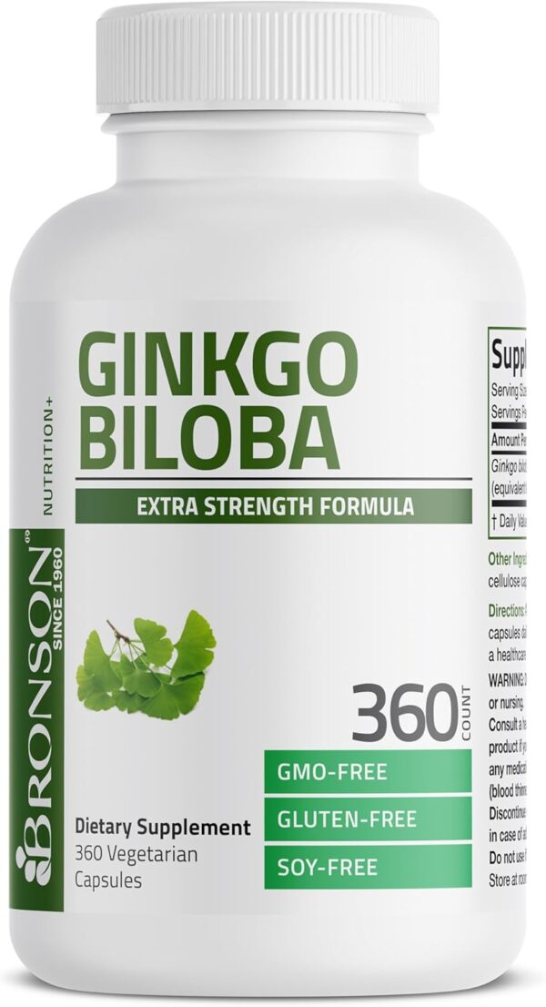 Bronson Ginkgo Biloba Extra Supports Brain Function & Memory Support, 360 Vegetarian Capsules - Image 5