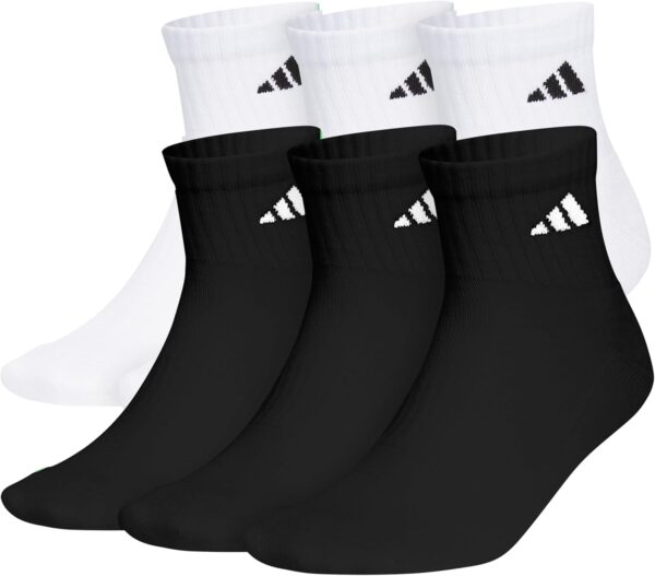 adidas Men's Athletic Cushioned Quarter Socks with Arch Compression (6 Pairs)