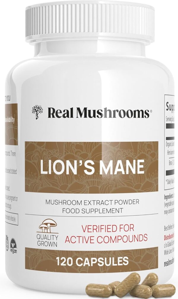 Lions Mane Mushroom Cognition Capsules (120 Capsules) Lions Mane Mushroom Powder Extract Capsules | Brain Supplement, Brain Vitamins, Focus Supplement