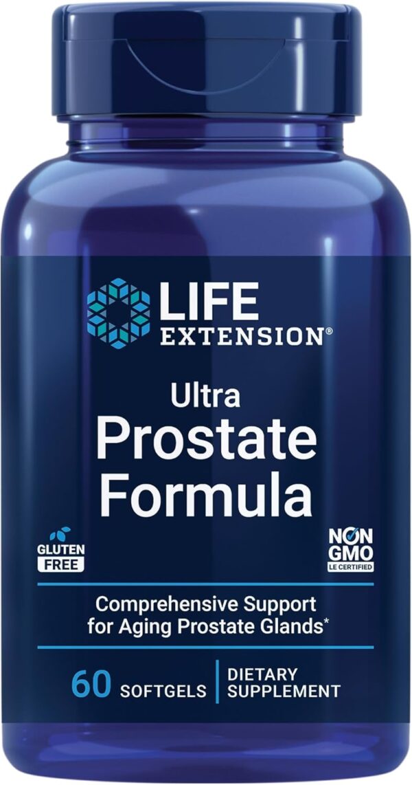 Life Extension Ultra Prostate Formula, saw palmetto for men, pygeum, stinging nettle root, lycopene, 11 nutrients for prostate function, non-GMO, gluten-free, 60 softgels