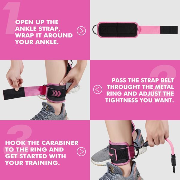 Ankle Resistance Bands with Cuffs, Ankle Bands for Working Out, Ankle Resistance Band for Leg, Booty Workout Equipment for Kickbacks Hip Fitness Training, Exercise Bands for Butt Lift Women - Image 6