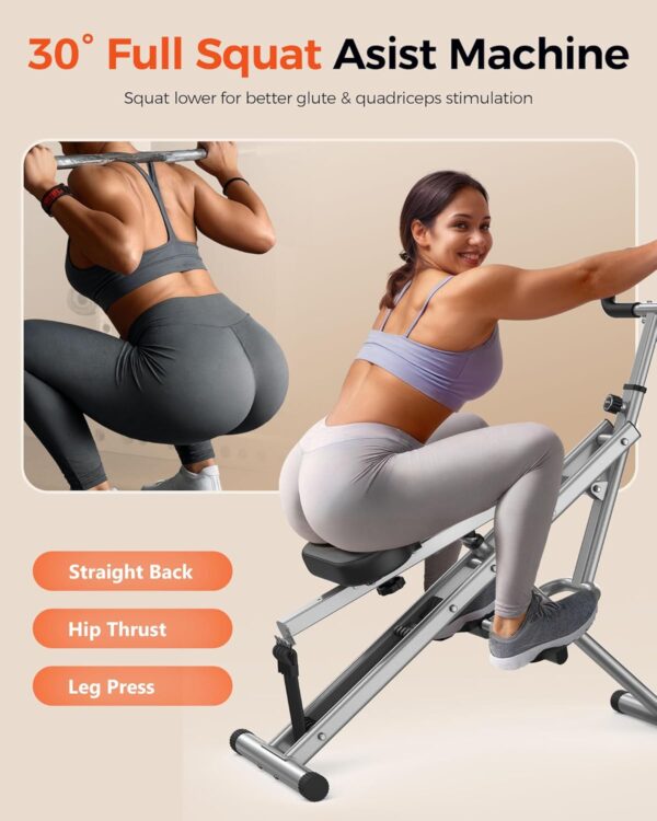 Sportsroyals Pink Squat Machine for Home,Rodeo Core Exercise Machine,330lbs Foldable,Adjustable 4 Resistance Bands,Ride & Rowing Machine for Botty Glutes Butt Thighs,Ab Back/Leg Press Hip Thrust… - Image 4