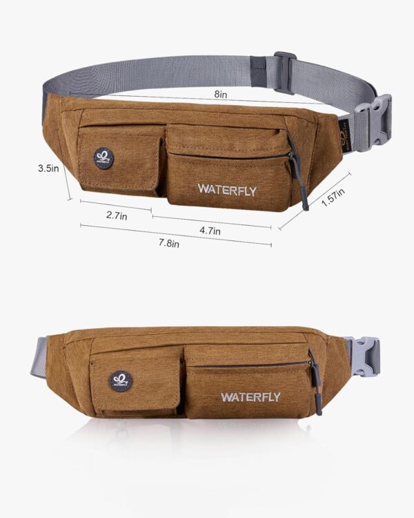 WATERFLY Fanny Pack for Women Men Water Resistant Small Waist Pouch Slim Belt Bag with 4 Pockets for Running Travelling Hiking Walking Lightweight Crossbody Chest Bag Fit All Phones… - Image 2