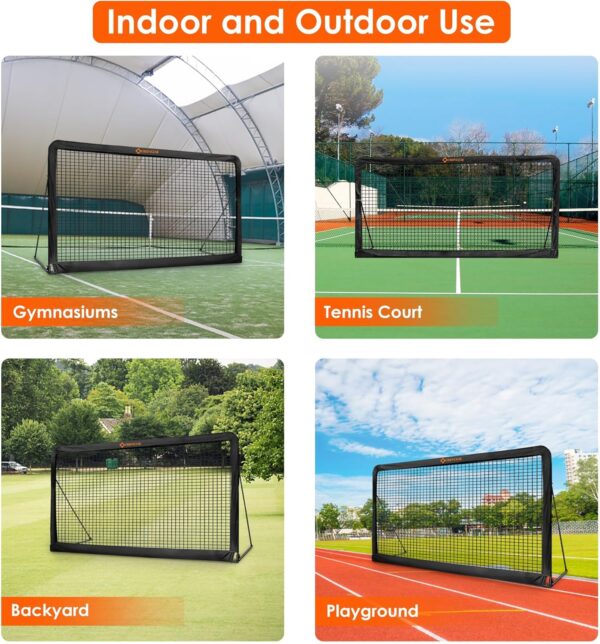 Tennis Rebound Practice Wall - 12ft x 6ft Rebounder Net for Tennis & Racquet Sports Ball & Pickleball, Training Tennis Backboard Net for Court Backyard and Indoor & Outdoor Training, Black - Image 5