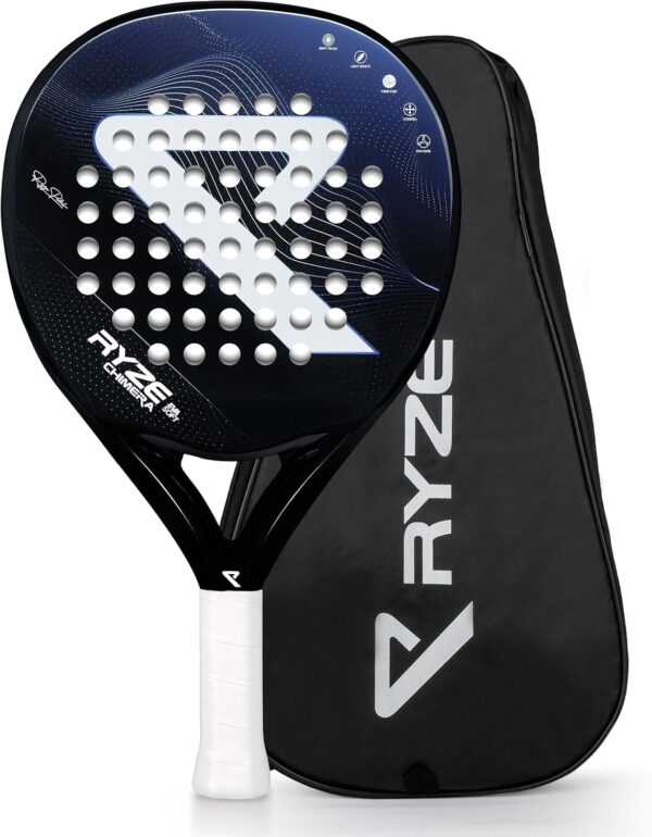 RYZE Padel Racket in Carbon Fiber - Max Precision & Control - Paddle Racket for Adults - EVA-15 Memory Foam - Ultra Light 360g Paddle Tennis Racquet - Pala de Padel - Free Carry Case Included