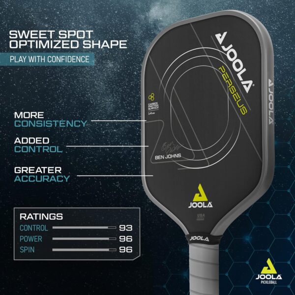 JOOLA Ben Johns Perseus Pickleball Paddle with Charged Surface Technology for Increased Power & Feel - Fully Encased Carbon Fiber w/Larger Sweet Spot - USAPA Approved - Image 4