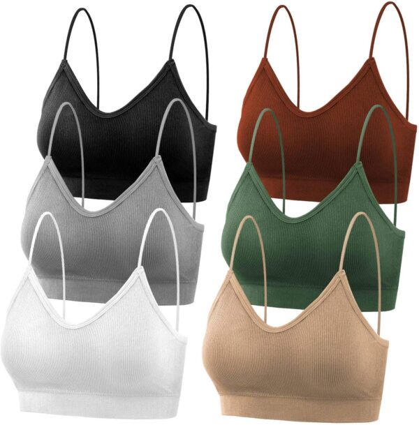 selizo Padded Bralettes for Women, 6 Pcs Sports Bras for Women Pack, V Neck Cami Bando Bra for Women Girls