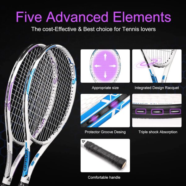 27" Pro Tennis Rackets (2-Pack), Lightweight, Durable Strings, Ideal for Beginner/Intermediate Players - Image 5