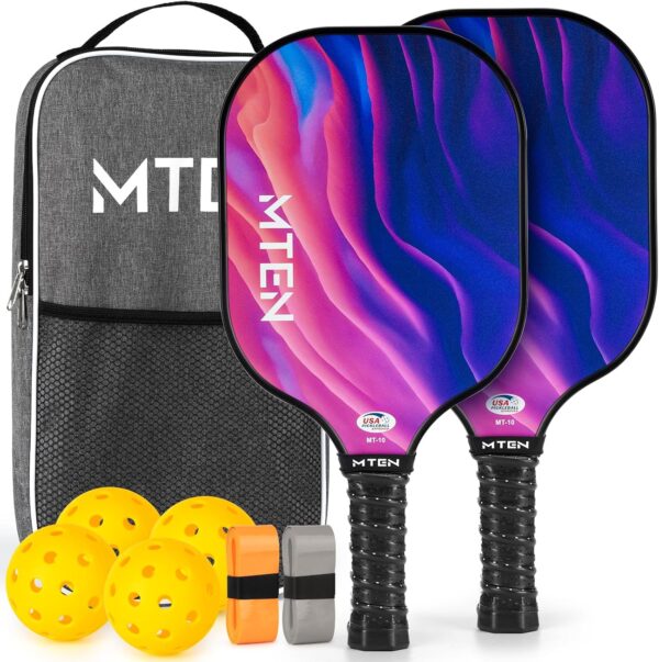 Pickleball Paddles, USAPA Approved Fiberglass Surface Pickleball Set with Pickleball Rackets, Pickleball Paddles Set ​for Men Women