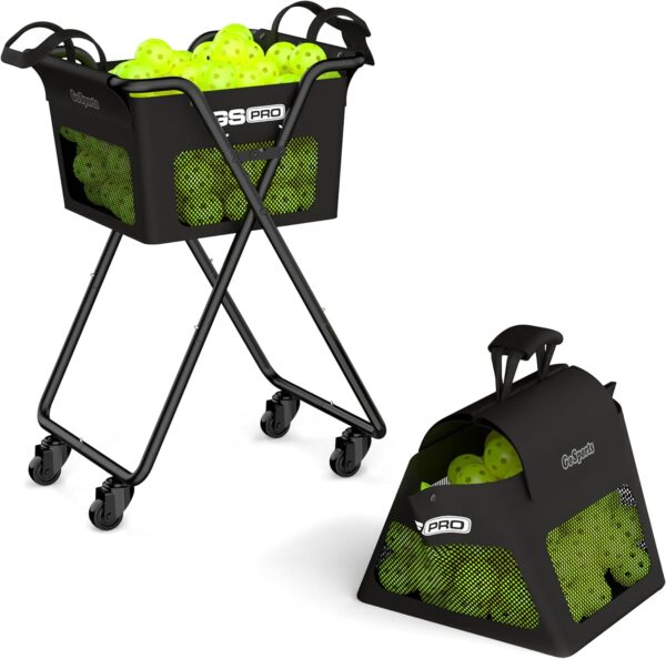 GoSports Ball Caddy with Wheels - Portable Cart holds 140 Pickleballs or 175 Tennis Balls