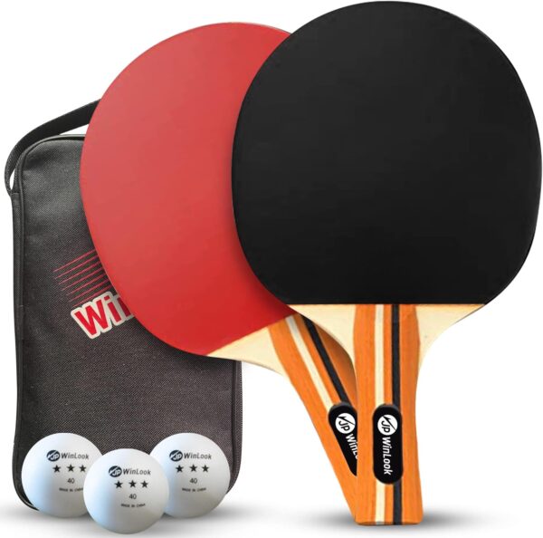 JP WinLook Ping Pong Paddles Sets - Portable Table Tennis Paddle Set with Ping Pong Paddles Professional Case & Ping Pong Balls. Premium Table Tennis Racket Player Set for Indoor & Outdoor Games