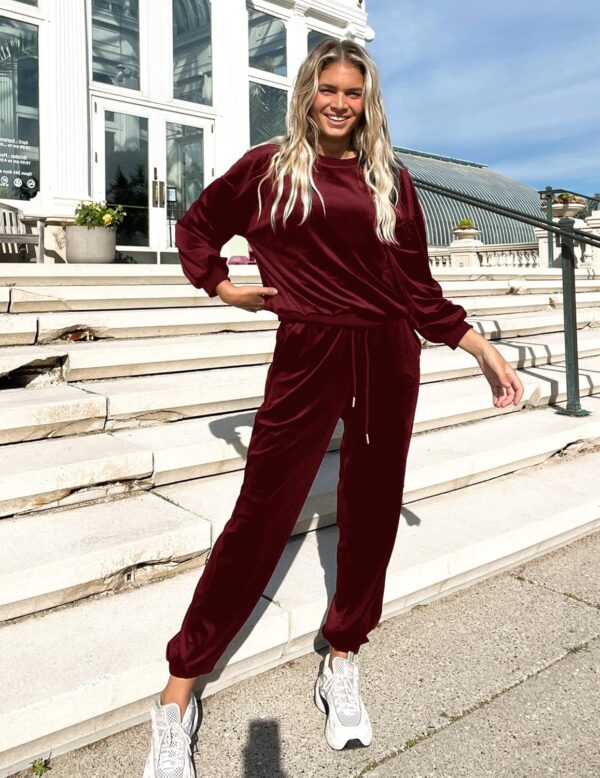 Beyove Women Velour Sweatsuits 2 Piece Tracksuit Sets with Pockets Sweatshirt & Sweatpants Leisure Jogger Outfits S-XXL - Image 2