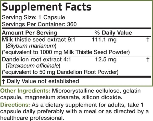 Bronson Milk Thistle Silymarin Marianum & Dandelion Root Liver Health Support, Antioxidant Support, Detox, 360 Capsules - Image 8