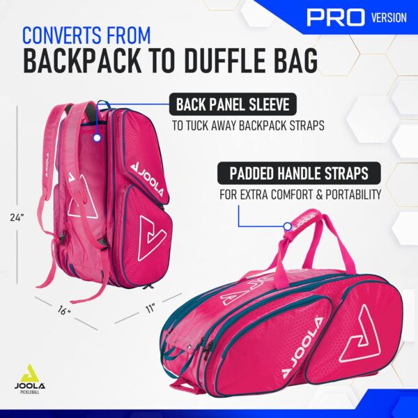 JOOLA Tour Elite Pro Pickleball Bag – Backpack & Duffle Bag for Paddles & Pickleball Accessories – Thermal Insulated Pockets Hold 4+ Paddles - Includes Fence Hook - Image 3