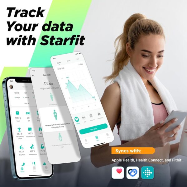 Scale for Body Weight and Fat Percentage, RunSTAR Digital Accurate Bathroom Smart Scale with Large Display, FSA&HSA Eligible 13 Body Composition Analyzer Sync App - Image 3