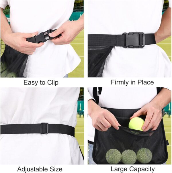 TOBWOLF Adjustable Tennis Ball Band Holder, Pickleball Waist Pouch Holder, Mesh Waist Hip Ball Bag Pouch Carrier, Fanny Pack Holding 8-10 Tennis or Pickleball, Waist Hip Bag for Tennis, Cycling, Golf - Image 5