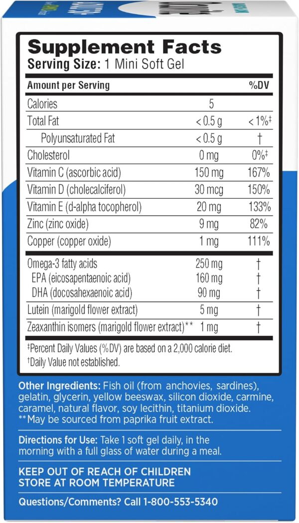 Ocuvite Eye Vitamin & Mineral Supplement, Contains Zinc, Vitamins C, E, Omega 3, Lutein, & Zeaxanthin, 90 Softgels (Packaging May Vary) - Image 6