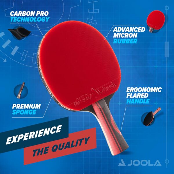 JOOLA Infinity Edge - Tournament Performance Ping Pong Paddle w/ Carbon Pro Technology - Black Rubber on Both Sides - Competition Ready - Table Tennis Racket for Advanced Training - Designed for Speed - Image 2