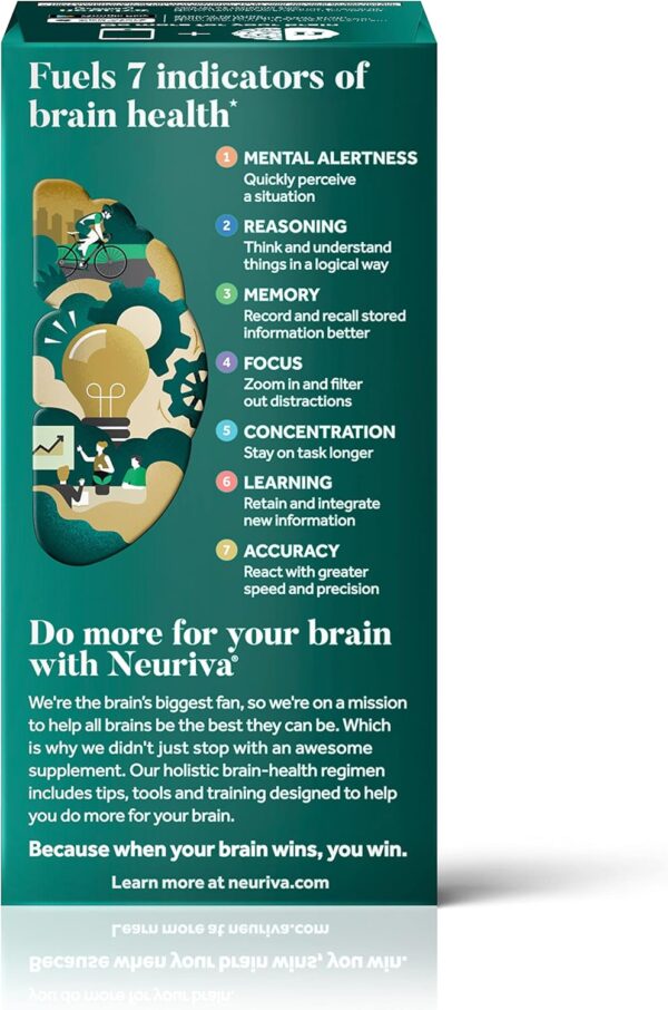 NEURIVA Ultra Decaffeinated Clinically Tested Nootropic Brain Supplement for Mental Alertness, Memory, Focus & Concentration, Cognivive, Neurofactor, Phosphatidylserine, Vitamins B6 B12, 60 Capsules - Image 16