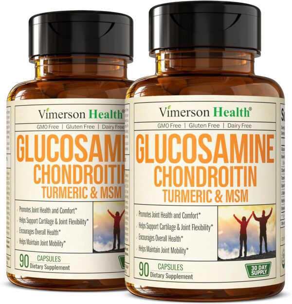 Glucosamine Chondroitin MSM and Turmeric Supplement - Joint Support Supplement for Women & Men with Boswellia & Glucosamine Sulfate 1500mg. Used for Cartilage & Joint Health & Flexibility - 2 Pack