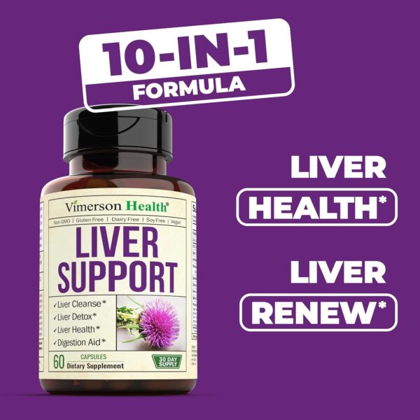 Liver Cleanse Detox & Repair Milk Thistle Supplement. Liver Support with Choline, Artichoke Extract, Chicory & Dandelion Root Supplement. Milk Thistle Liver Detox & Liver Cleanse. 60 Liver Health Caps - Image 7