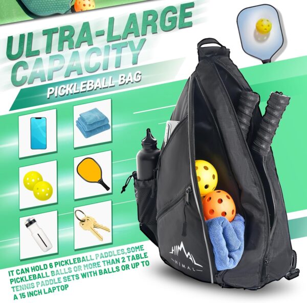 Himal Pickleball Bag-Adjustable Pickleball,Tennis,Racketball Sling Bag-Pickleball Backpack with Water Bottle Holder for Men - Image 2