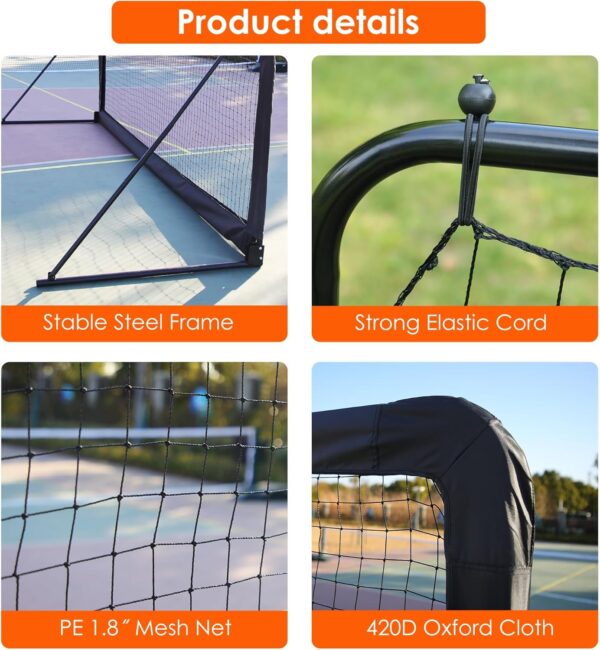 Tennis Rebound Practice Wall - 12ft x 6ft Rebounder Net for Tennis & Racquet Sports Ball & Pickleball, Training Tennis Backboard Net for Court Backyard and Indoor & Outdoor Training, Black - Image 8