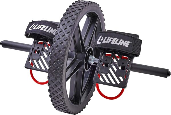 Lifeline Power Wheel for At Home Full Body Functional Fitness Strength including Abs & Core, Lower Body and Upper Body with Foot Straps for More Workout Options