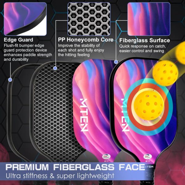 Pickleball Paddles, USAPA Approved Fiberglass Surface Pickleball Set with Pickleball Rackets, Pickleball Paddles Set ​for Men Women - Image 3