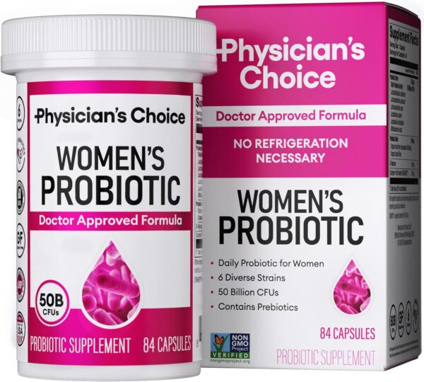 Physician's Choice Probiotics for Women - PH Balance, Digestive, UT, & Feminine Health - 50 Billion CFU - 6 Unique Strains for Women - Organic Prebiotics, Cranberry Extract+ - Womens Probiotic - 84 CT