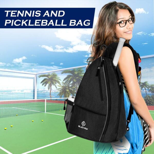 Pickleball Bag for Women and Men, Large Capacity with Large Water Bottle and Phone Pocket, Pickleball Sling Bag - Image 2