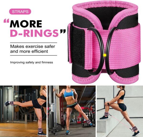 Ankle Resistance Bands with Cuffs, Ankle Bands for Working Out, Ankle Resistance Band for Leg, Booty Workout Equipment for Kickbacks Hip Fitness Training, Exercise Bands for Butt Lift Women - Image 3