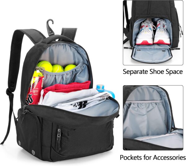 DSLEAF Tennis Bag for Men/Women to Hold 2 Rackets, Tennis Backpack with Separate Shoe Space for Tennis Sport - Image 3