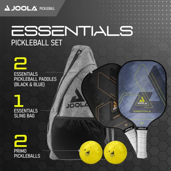 JOOLA Essentials Pickleball Paddles Set with Reinforced Fiberglass Surface and Honeycomb Polypropylene Core - Includes 2 Pickleball Rackets, 2 Pickleball Balls, and Sling Bag - Image 2