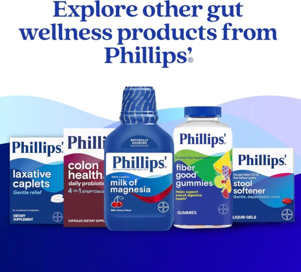 Phillips' Colon Health Daily Probiotic Capsules, 4-in-1 Symptom Defense to help defend against Occasional Gas, Bloating, Constipation, and Diarrhea, Daily Supplement, 60 Count - Image 7