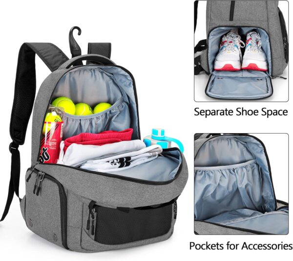 DSLEAF Tennis Bag for Men/Women to Hold 2 Rackets, Tennis Backpack with Separate Shoe Space for Tennis Sport - Image 3