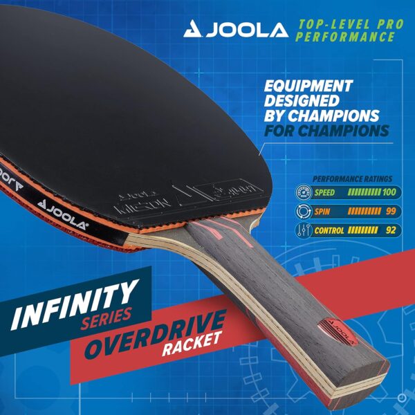 JOOLA Infinity Overdrive - Professional Performance Ping Pong Paddle with Carbon Kevlar Technology - Black Rubber on Both Sides - Competition Table Tennis Racket for Advanced Training - Extreme Speed - Image 2