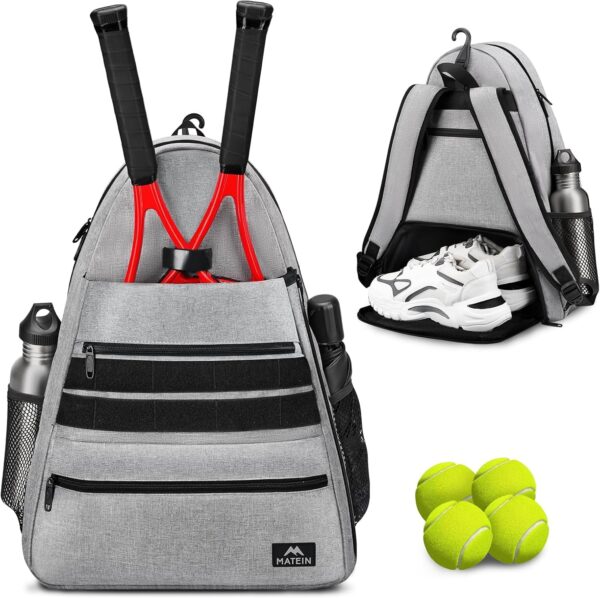 MATEIN Tennis Bag Tennis Racket Bags, Large Tennis Backpack for Men & Women with Shoe Compartment Hold 2 Rackets, Waterproof Tennis Gifts Bag