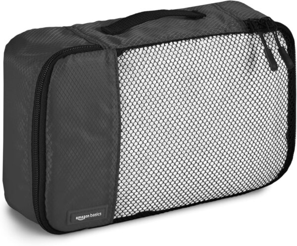 Amazon Basics 4 Piece Packing Durable Travel Organizer Mesh Zipper Cubes Set, Small, Medium, Large, Slim, Black - Image 5