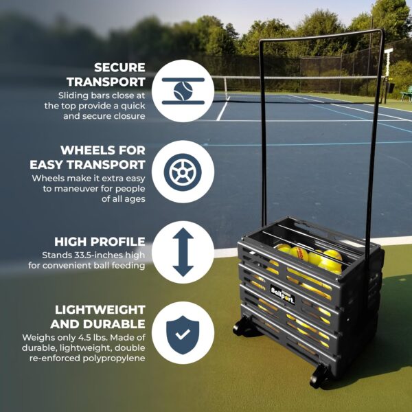 Tourna Ballport Deluxe Tennis Ball Hopper with Wheels - Image 4