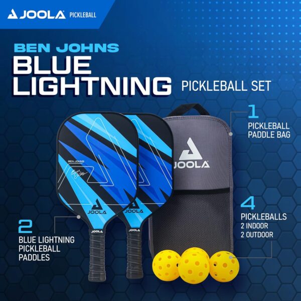 JOOLA Ben Johns Pickleball Set - Made with Reinforced Fiberglass and Honeycomb Polypropylene - Includes 2 Paddles, 4 Balls, and JOOLA Pickleball Bag - Image 2