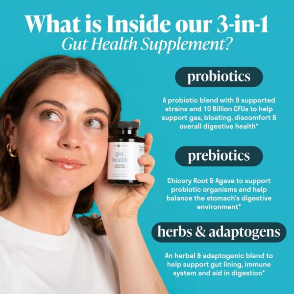 All-in-One Gut Health w/Probiotics, Prebiotics, Digestion-Supporting Herbs, and Adaptogens - Leaky Gut Repair Formula to Support Gut Lining, Aid in Digestion, and Promote Good Bacteria - Image 5