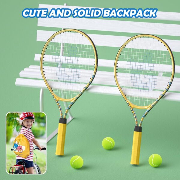 Kids Tennis Racket 2 Pack, Size 21" Recreational Tennis Racquet with 3 Tennis Balls, Carry Bag, 3 Overgrip, Portable Beginners Junior Youth Tennis Training Equipment, Tennis Practice Kit for Boy Girl - Image 8