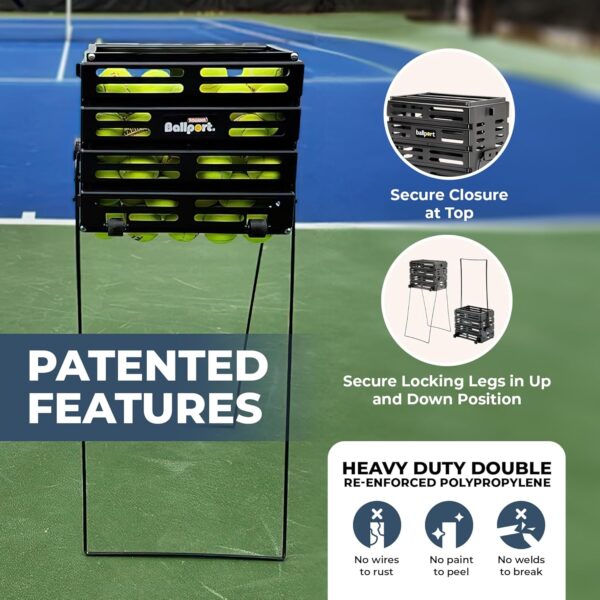 Tourna Ballport Deluxe Tennis Ball Hopper with Wheels - Image 3