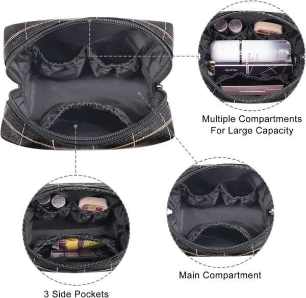 MAANGE Small Makeup Bag for Purse Cosmetic Bags for Women Pu Leather Makeup Pouch Travel Makeup Bag with Zipper Make Up Bag for Travelling (BLACK) - Image 2